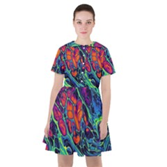 Color Colorful Geoglyser Abstract Holographic Sailor Dress by Modalart