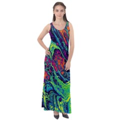 Color Colorful Geoglyser Abstract Holographic Sleeveless Velour Maxi Dress