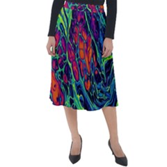 Color Colorful Geoglyser Abstract Holographic Classic Velour Midi Skirt  by Modalart