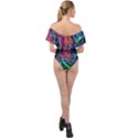 Color Colorful Geoglyser Abstract Holographic Off Shoulder Velour Bodysuit  View2