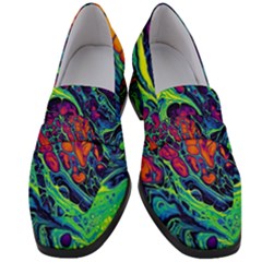 Color Colorful Geoglyser Abstract Holographic Women s Chunky Heel Loafers by Modalart