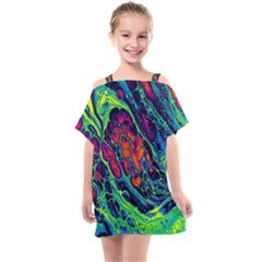 Color Colorful Geoglyser Abstract Holographic Kids  One Piece Chiffon Dress