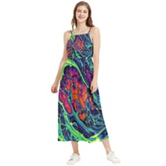 Color Colorful Geoglyser Abstract Holographic Boho Sleeveless Summer Dress by Modalart