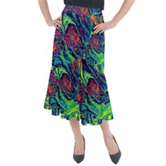 Color Colorful Geoglyser Abstract Holographic Midi Mermaid Skirt