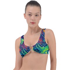 Color Colorful Geoglyser Abstract Holographic Ring Detail Bikini Top