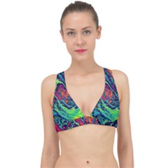 Color Colorful Geoglyser Abstract Holographic Classic Banded Bikini Top by Modalart