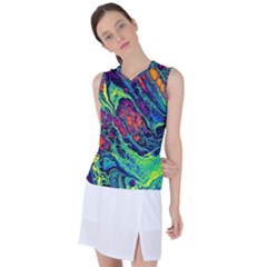 Color Colorful Geoglyser Abstract Holographic Women s Sleeveless Sports Top