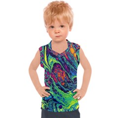 Color Colorful Geoglyser Abstract Holographic Kids  Sport Tank Top