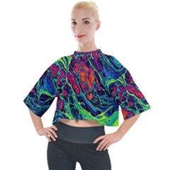 Color Colorful Geoglyser Abstract Holographic Mock Neck T-shirt by Modalart