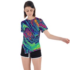 Color Colorful Geoglyser Abstract Holographic Asymmetrical Short Sleeve Sports T-shirt by Modalart