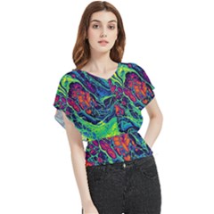 Color Colorful Geoglyser Abstract Holographic Butterfly Chiffon Blouse