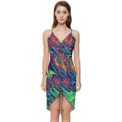 Color Colorful Geoglyser Abstract Holographic Wrap Frill Dress by Modalart