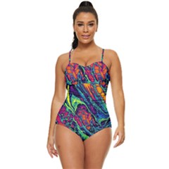 Color Colorful Geoglyser Abstract Holographic Retro Full Coverage Swimsuit by Modalart