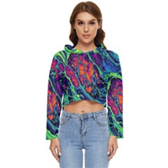 Color Colorful Geoglyser Abstract Holographic Women s Lightweight Cropped Hoodie by Modalart