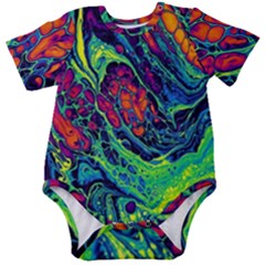 Color Colorful Geoglyser Abstract Holographic Baby Short Sleeve Bodysuit by Modalart