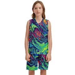 Color Colorful Geoglyser Abstract Holographic Kids  Basketball Mesh Set