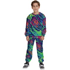 Color Colorful Geoglyser Abstract Holographic Kids  Sweatshirt Set