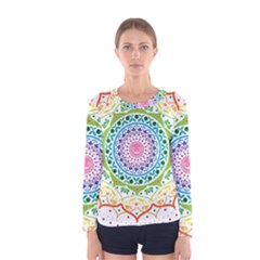 Mandala Pattern Rainbow Pride Women s Long Sleeve T-shirt