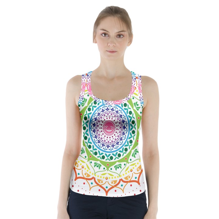 Mandala Pattern Rainbow Pride Racer Back Sports Top