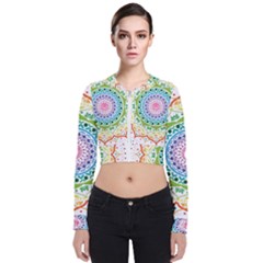 Mandala Pattern Rainbow Pride Long Sleeve Zip Up Bomber Jacket by Vaneshop