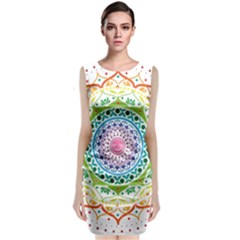 Mandala Pattern Rainbow Pride Sleeveless Velvet Midi Dress by Vaneshop