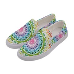 Mandala Pattern Rainbow Pride Women s Canvas Slip Ons by Vaneshop