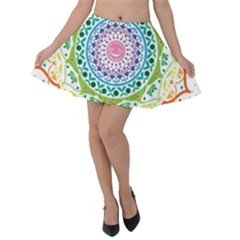 Mandala Pattern Rainbow Pride Velvet Skater Skirt by Vaneshop