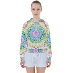 Mandala Pattern Rainbow Pride Women s Tie Up Sweat