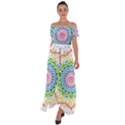 Mandala Pattern Rainbow Pride Off Shoulder Open Front Chiffon Dress View1