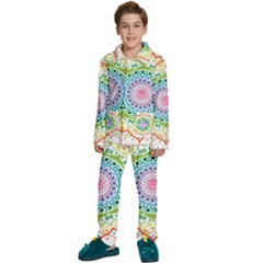 Mandala Pattern Rainbow Pride Kids  Long Sleeve Velvet Pajamas Set by Vaneshop