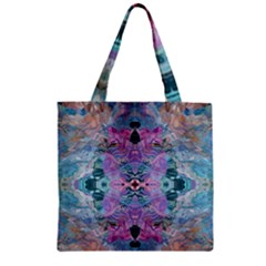 Grey Pink Blend Zipper Grocery Tote Bag by kaleidomarblingart