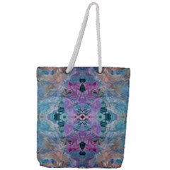 Grey Pink Blend Full Print Rope Handle Tote (large) by kaleidomarblingart