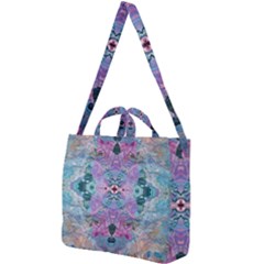 Grey Pink Blend Square Shoulder Tote Bag by kaleidomarblingart