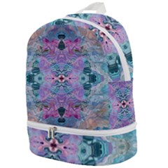 Grey Pink Blend Zip Bottom Backpack by kaleidomarblingart