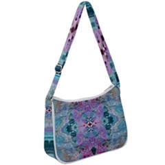 Grey Pink Blend Zip Up Shoulder Bag by kaleidomarblingart