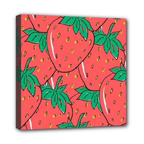 Texture Sweet Strawberry Dessert Food Summer Pattern Mini Canvas 8  x 8  (Stretched)