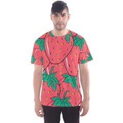 Texture Sweet Strawberry Dessert Food Summer Pattern Men s Sport Mesh T-Shirt