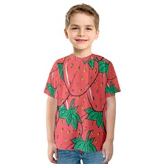 Texture Sweet Strawberry Dessert Food Summer Pattern Kids  Sport Mesh T-Shirt