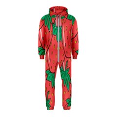 Texture Sweet Strawberry Dessert Food Summer Pattern Hooded Jumpsuit (Kids)