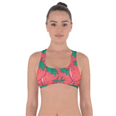 Texture Sweet Strawberry Dessert Food Summer Pattern Got No Strings Sports Bra by Sarkoni