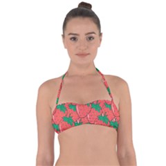 Texture Sweet Strawberry Dessert Food Summer Pattern Tie Back Bikini Top