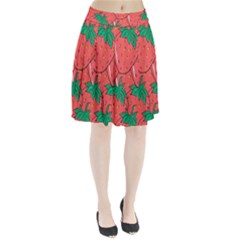 Texture Sweet Strawberry Dessert Food Summer Pattern Pleated Skirt by Sarkoni