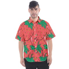 Texture Sweet Strawberry Dessert Food Summer Pattern Men s Short Sleeve Shirt