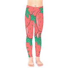 Texture Sweet Strawberry Dessert Food Summer Pattern Kids  Leggings