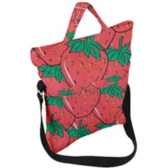 Texture Sweet Strawberry Dessert Food Summer Pattern Fold Over Handle Tote Bag