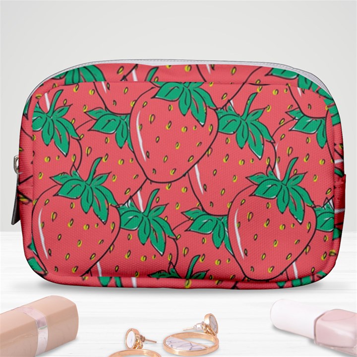 Texture Sweet Strawberry Dessert Food Summer Pattern Make Up Pouch (Small)