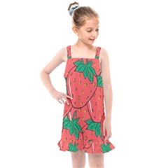 Texture Sweet Strawberry Dessert Food Summer Pattern Kids  Overall Dress by Sarkoni