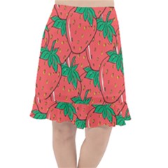 Texture Sweet Strawberry Dessert Food Summer Pattern Fishtail Chiffon Skirt