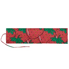 Texture Sweet Strawberry Dessert Food Summer Pattern Roll Up Canvas Pencil Holder (L)