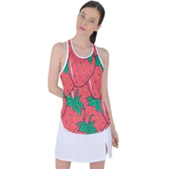 Texture Sweet Strawberry Dessert Food Summer Pattern Racer Back Mesh Tank Top